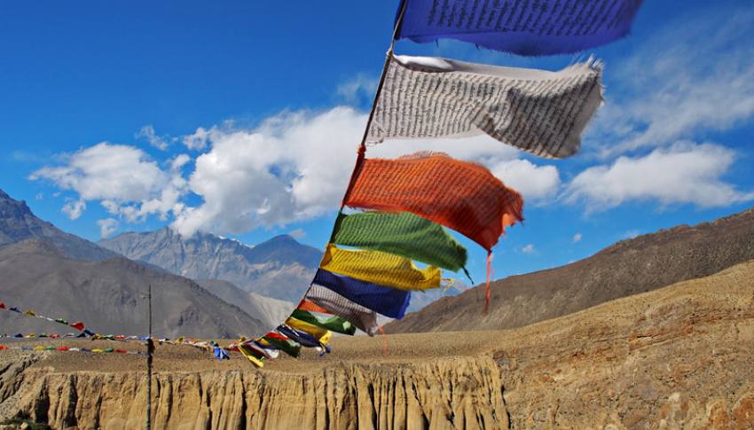 Prayer Flags Flutter against the Blue Mustang Sky, Lubra